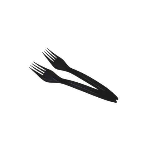 [5106] Mehrweg Plastik Gabel schwarz 180mm